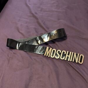 Moschino Black Belt with Gold Logo